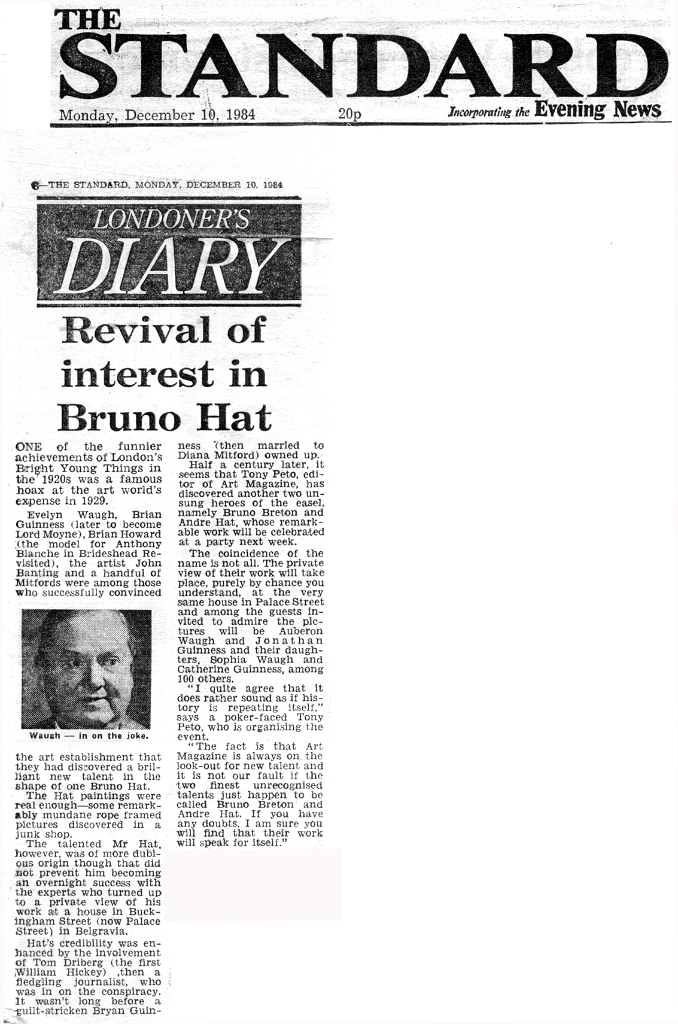 19841210 BRIAN GUINNESS EVELYN WAUGH BRIAN HOWARD TONY PETO BRUNO HAT ART MAGAZINE SPOOF ES.jpg